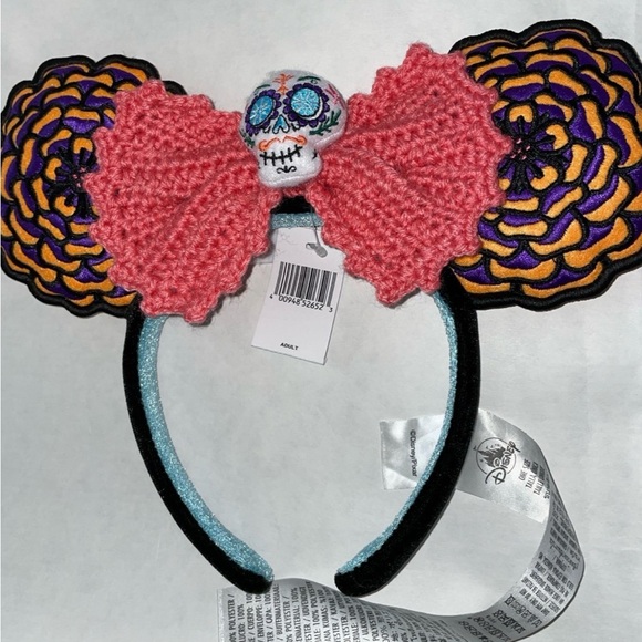 Disney Parks Coco Crochet Dia De Los Muertos Minnie Mouse Ears Headband NEW - Picture 2 of 8